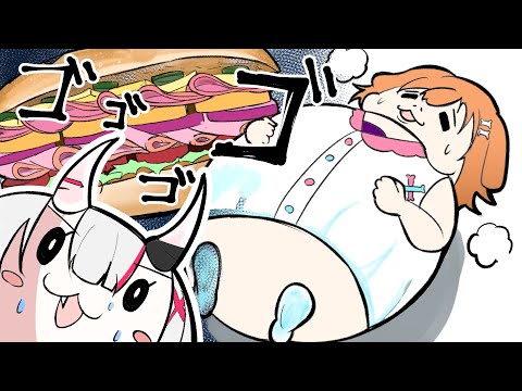 【手描き】あむあむわんわん【戌神ころね/百鬼あやめ/切り抜き/ホロライブ】