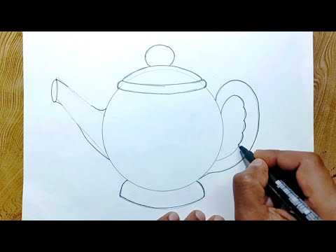 Teapot drawing easy way/How to draw teapot step by step for beginners