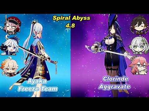 (4.8) C0 Ayaka Freeze Team & C0 Clorinde Aggravate Spiral Abyss Floor 12 Full Star - F2P