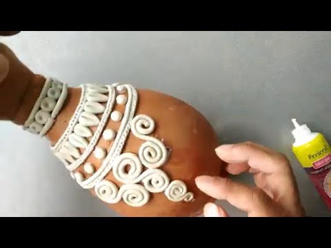 Easy Pot Painting Designs for Beginners | Pot Decoration Ideas | Pot Painting Using Clay | Matki Art