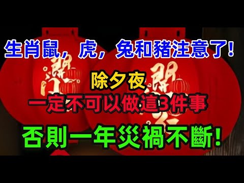 生肖鼠，虎，兔和豬注意了！除夕夜一定不可以做這3件事，否則一年災禍不斷！#生肖命理 #运势 #禁忌#除夕