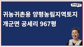 개군면 공세리 농림지역토지매매, 귀농,귀촌을 계획하고 계신분께 딱 맞는 농림지역 토지로서 마을과 가깝고 상수도 들어오고 하수처리되는 곳