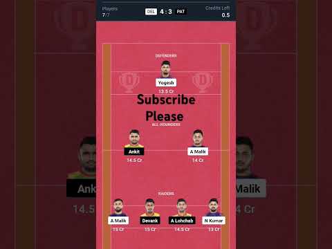 DEL vs PAT Dream11 team prediction | DEL vs PAT Dream11 Kabbadi | #kabaddi