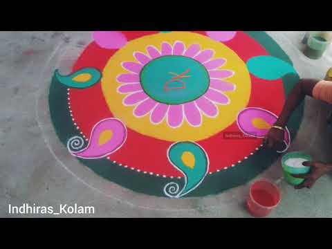 Traditional colourful simple rangoli art | Rangoli simple design| Art | Easy multicolour using Kolam