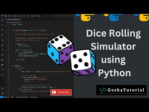 Build a Dice Rolling Simulator in Python | Python Projects for Beginners | 2024