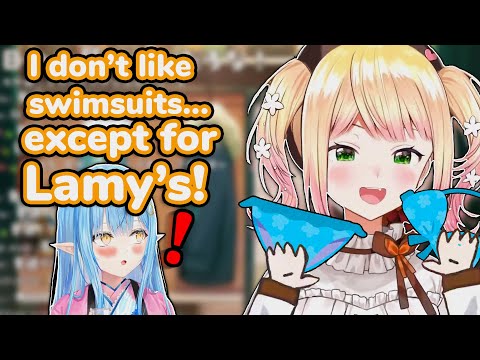 Nene loves feeling the warmth of Lamy's freshly worn swimsuit 【ENG SUB/hololive】