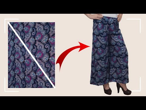 Very Easy how to Cutting and Trousers Stitching | Palazzo Skirt Pants Tutorial with Cut-out Detail 2