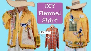 DIY Flannel Shirt With Butterfly Appliques / Patches and More