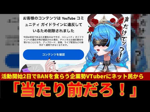 【虚囁】活動開始2日目でYouTubeにBANを食らう企業勢VTuberが現れてしまうｗｗ【ずんだもん解説】