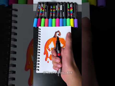 Halloween Drawing with Posca Markers! Satisfying! (#shorts)