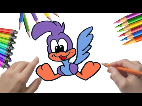 Cómo dibujar a Baby Road Runner para colorear Tutorial paso a paso