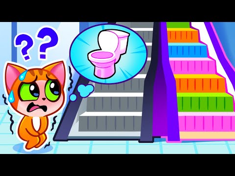 Up the Escalator ⬆️ Mall Restroom 🚽 Potty Training + More Animated Stories for Kids 😻 Purr-Purr