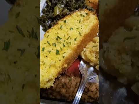 BBQ Chicken Tenders, Alfredo Noodles, Collard Greens and Cornbread!!!! Like Share and Subscribe 😀