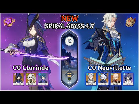 Spiral Abyss 4.7 C0 Clorinde & C0 Neuvillette Floor 12 Full Stars | Genshin Impact