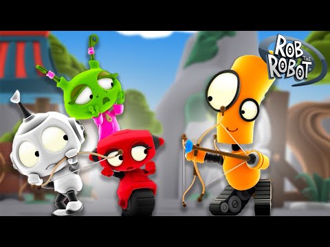 Rob And His Friends Learn Archery At Dojo Planet! | Rob The Robot | Preschool Learning