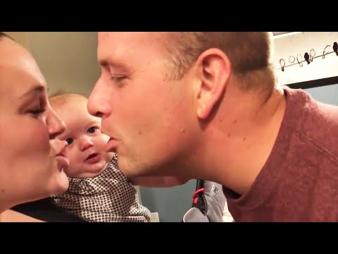 Babies Reaction When Daddy Kiss Mommy | Pew Baby