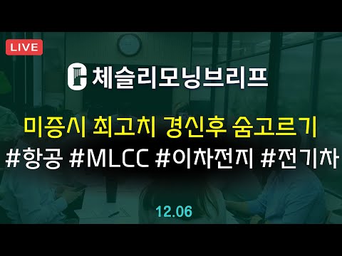 [체슬리모닝브리프] 미증시 신고가 경신후 숨고르기. 항공, MLCC, 이차전지 I24/12/06]