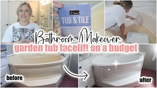 MOBILE HOME BATHROOM MAKEOVER ON A BUDGET! | painting our garden tub