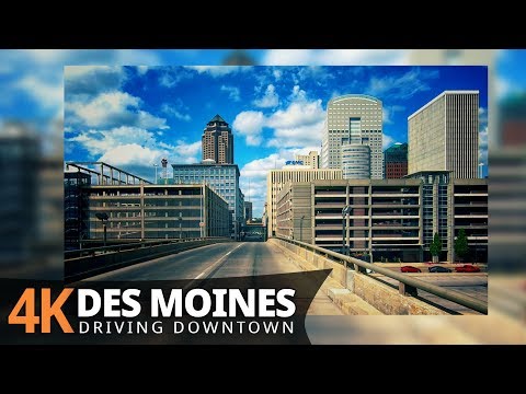 Des Moines 4K60fps - Driving Downtown - Iowa, USA