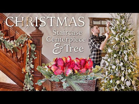 Christmas Decorate With Me 2023! Christmas Tree Decorating, Staircase Garland & Holiday Centerpiece