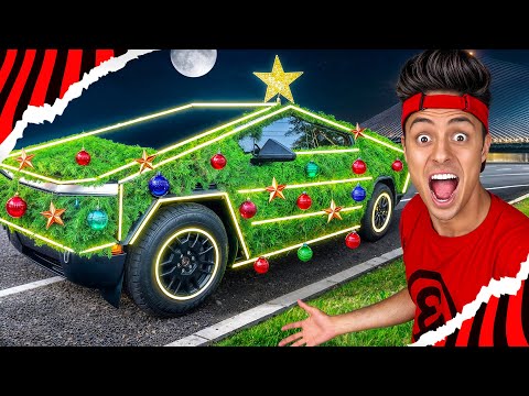 TRANSFORMEI MEU CYBERTRUCK EM UMA ÁRVORE DE NATAL!