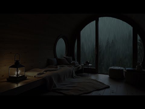 Calm mind on a rainy night outside a cozy room - Gentle sound of rain, relaxing rainy day on weekend