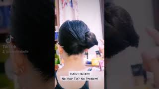 HAIR HACK!!! No Hair Tie? No problem! #shorts #hairhacks #hairbunhack