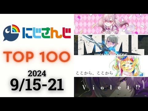 【2024/9/15-21】にじさんじ 歌ってみた&オリジナルソング 週間再生数ランキング TOP 100 + 新曲