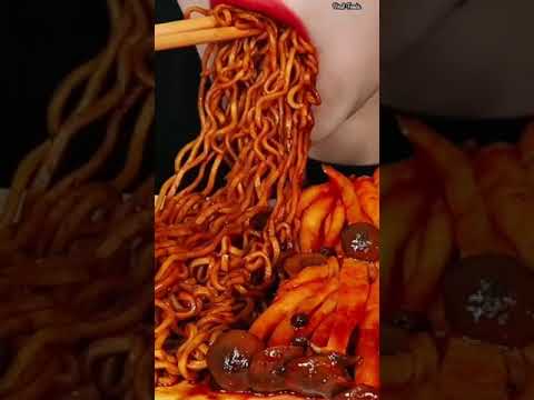 Asmr Eating Hot Fire Black Bean Noodles 🔥😋#shorts