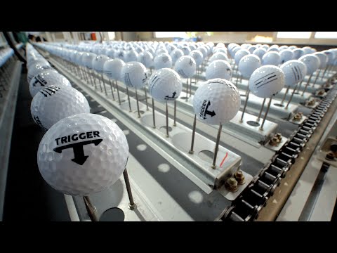 The process of making golf balls by a professional golfer. Amazing Korean golf ball factory