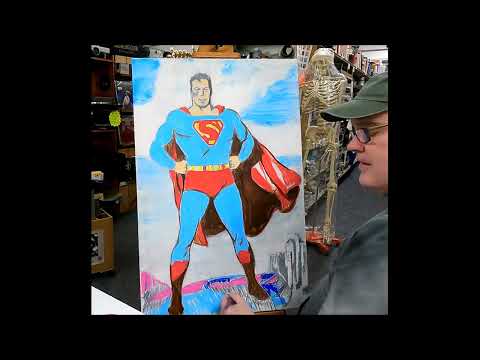 Matthew Belskis Acrylic Painting Demo "Superman" time-lapse at Soave Faire April 6th 2024