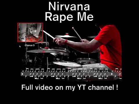 Nirvana - Rape Me - Drum cover (with scrolling drum score) #drumcover #nirvana #rapeme #drumscore