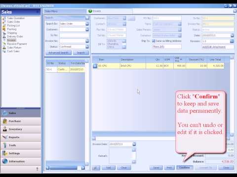 Chronos eStockCard Inventory Software - Create Invoice