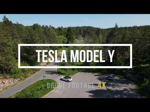 Tesla Model Y Drone footage | Norwegian forest roads | 4K