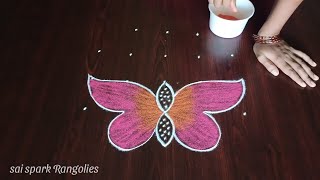 beautiful butterfly rangoli (5*3*3) dots | simple rangoli | easy kolangal @saisparkrangolies