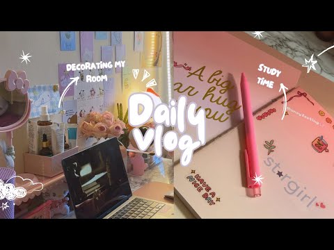 Productive study vlog  🎀♡ | Aesthetic Vlog India, Wall decor, Day in my life