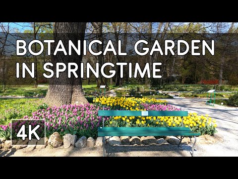 Walking Tour: Botanical Garden in Springtime - Zagreb, Croatia -  4K UHD Virtual Travel