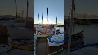 Boats are waking up....#sunset #meditativemusic #soothing #relaxing #sunrise #calm #port #boats