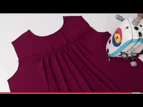 Top yoke plated kurti !! Beautiful sewing trick !! jhabla frock cutting and stitching