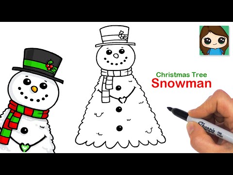 How to Draw a Snowman Christmas Tree Easy ⛄️🎄