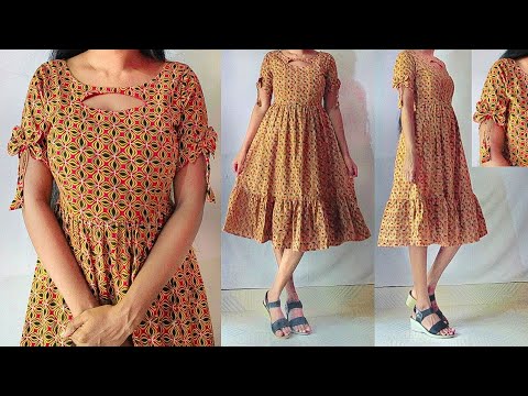 Casual wear cotton kurti dress cutting & stitching Step by Step | kurti dress stitching | kannada