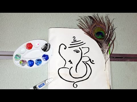 Shree Ganesh Ji Drawing using Moor Pank Draw | Easy Draw | Ganesha Drawing #ganpati #stepbystep