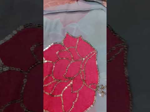 kaun disaa...red rose design .. Georgette material saree.. #embroidery #trending