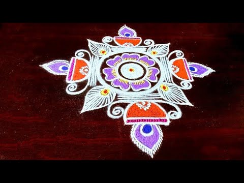 easy and beautiful vilakku kolam by laks Rangoli designs