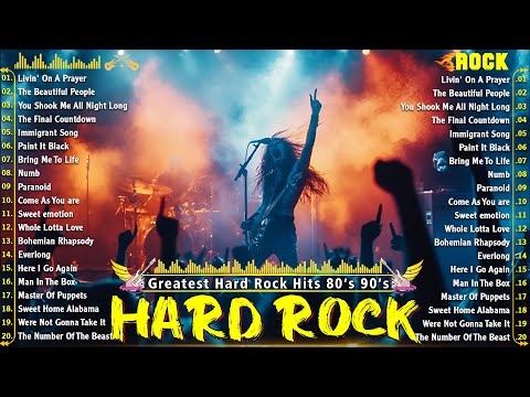 Hard Rock Songs 80s 90s Playlist ⚡🤘 Bon Jovi, Linkin Park, Metallica, Guns N' Roses, Evanescence