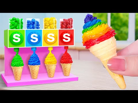 Ice Cream Making🍦✨Best Miniature Rainbow Ice Cream Cone Recipe🌈🍭Tiny Cakes