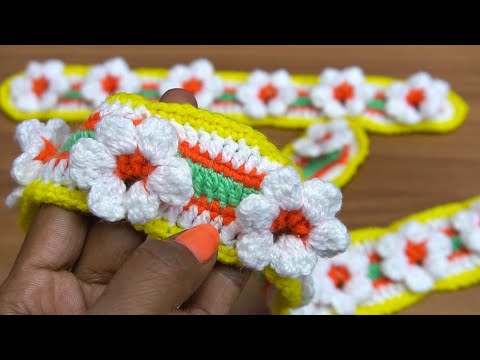 Flower Toran Patti design #Crochet Pattern #Jhalar ki Patti #Woolen art and Craft #Hand embroidery