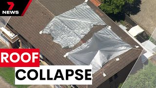 Roof collapses in Cabramatta unit block, leaving residents homeless | 7NEWS