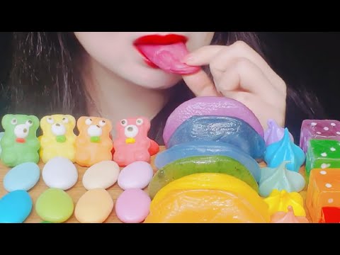 ASMR Rainbow Dessert Eating Vlog, Mukbang 레인보우 디저트 먹기 @JJewing_ASMR_MUKBANG