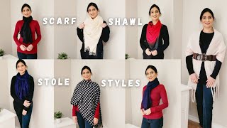 How to Wear a Scarf/Shawl/Stole in different ways l  Shawl/Stole Styles